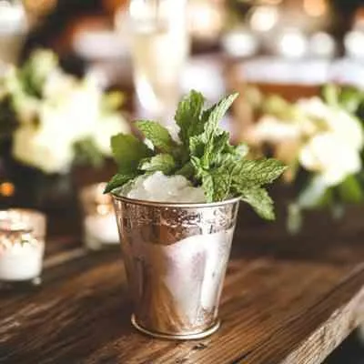 Mint julep in a silver cup
